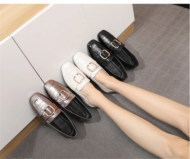 British Bright Patent Genuine Leather Pumps Oxford Shoes For Women 2020 Spring New Metal Thick Middle Heel Women's Loafers Shoes (9)