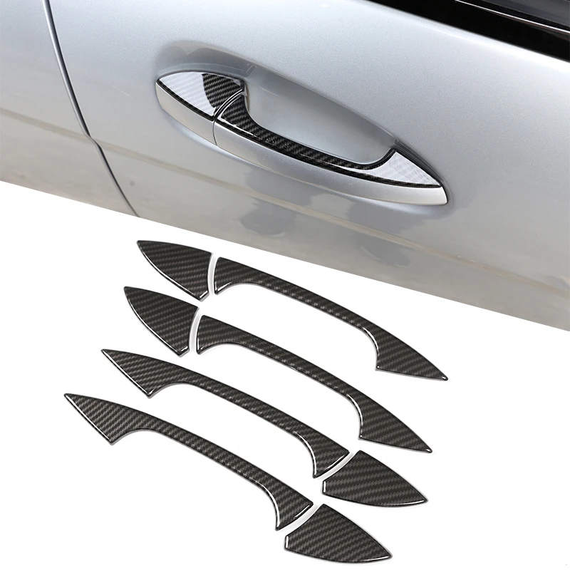 

For Mercedes Benz GLK GL ML C Class W204 X204 With LOGO Car Accessories 4 Pcs Carbon Fiber ABS Chrome Car Door Handle Trim