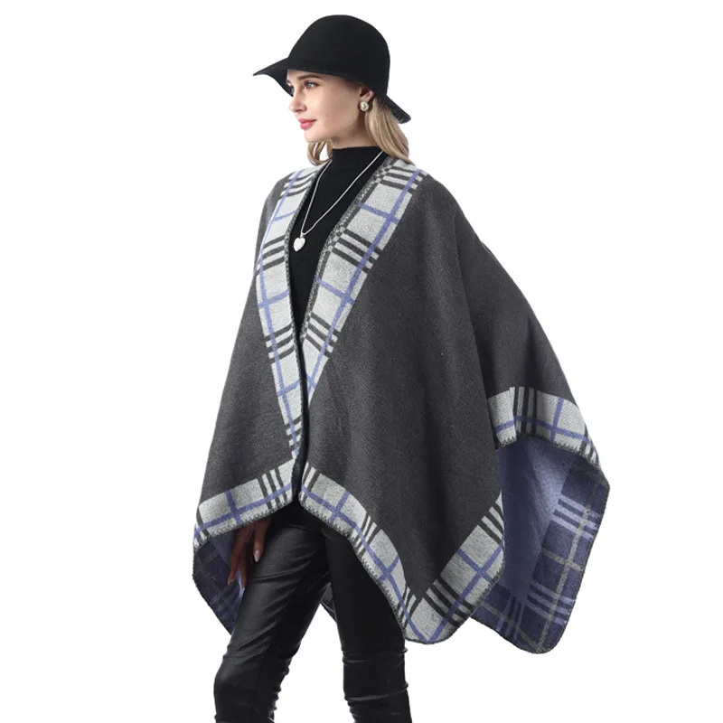 Hot Selling European And American Streets Plaid Geometric Pattern Faux Cashmere Warm Comfortable Women's Scarf Shawl