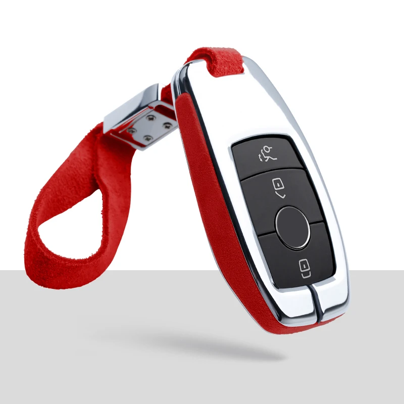 Дистанционный ключ автомобиля чехол Брелок Обложка для Mercedes Benz AMG W203 W210 W211 W124 W202W204 W205 W212 W176 C117 E Class W213 X156 W246 - Название цвета: E-red keychain 2
