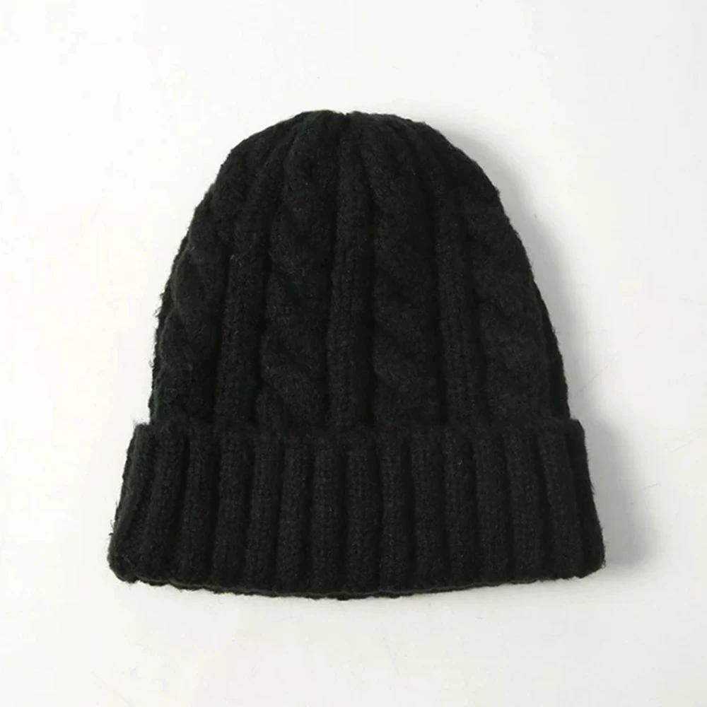 Однотонная шапочка для родителей и ребенка, осенне-зимняя шерстяная мягкая теплая вязаная шапка, мужские и женские шапки с черепом, лыжная шапка Gorro, шапки s - Цвет: 7