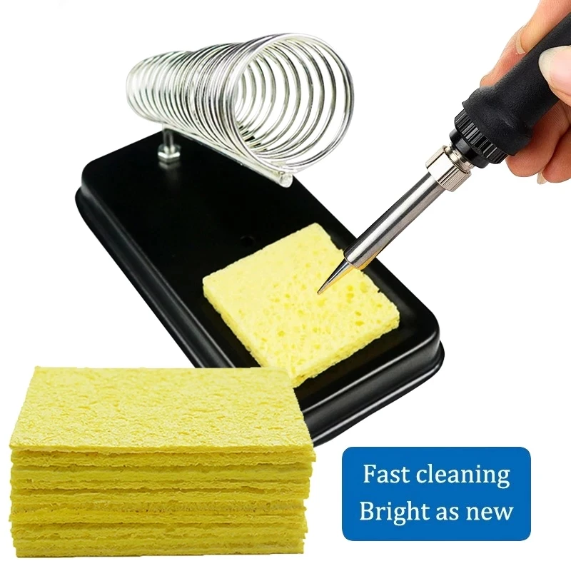 Electric Soldering Iron Stand Holder with 10Pcs Welding Cleaning Sponge