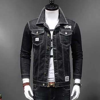 

Men's Denim Trucker Jacket Jeans Slim Fit Denim Jacket New Fashion Man Jeans Jackets Thin Spring Outwear Male Cowboy Jacket 4XL