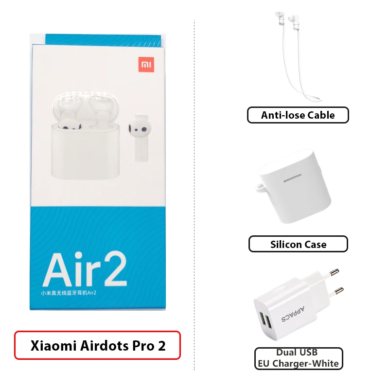 2 Add ChargerCableWC Новые Xiao mi Airdots Pro 2 mi True беспроводные наушники 2 TWS наушники Air 2 LHDC Tap управление Dual mi C ENC - Цвет: 2 Add ChargerCableWC