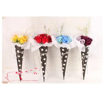 

7pcs Soap flowers Hand-made rose Korean package bouquet of flowers Simulated rose bouquet Creative birthday gift