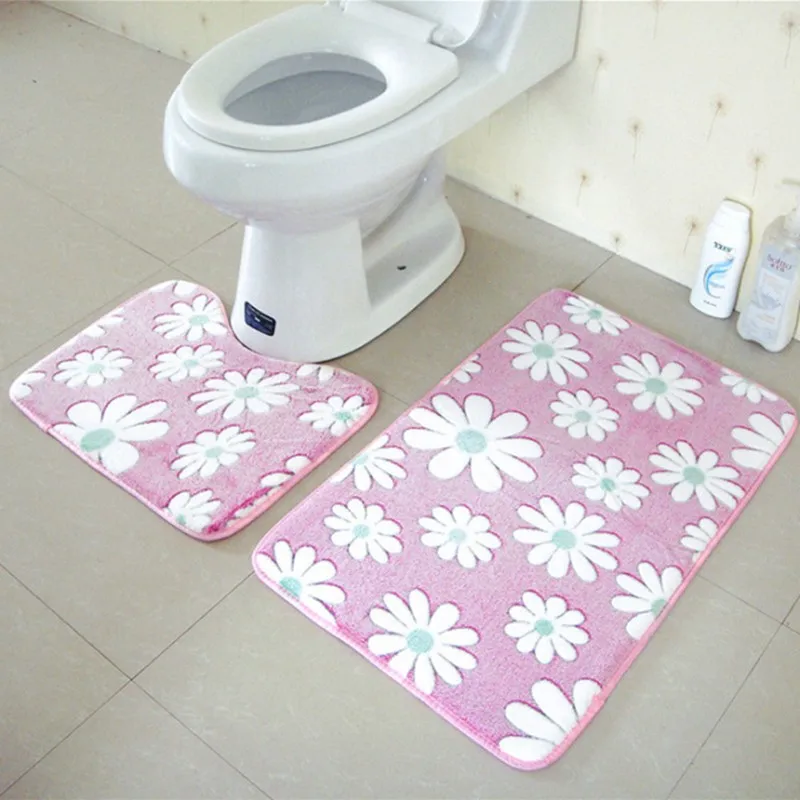 2 шт./компл. теплые анти-на плюшевой подкладке, коврик для ванной полиэстер контур коврики для туалета U-Форма ковер Ванная комната комплект