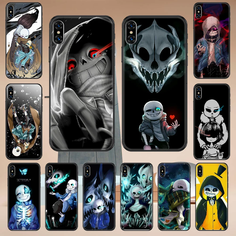 Чехол для телефона game undertale-san чехол iphone 5 5s se 2 6 6s 7 8 12 mini plus X XS XR 11 PRO MAX черный