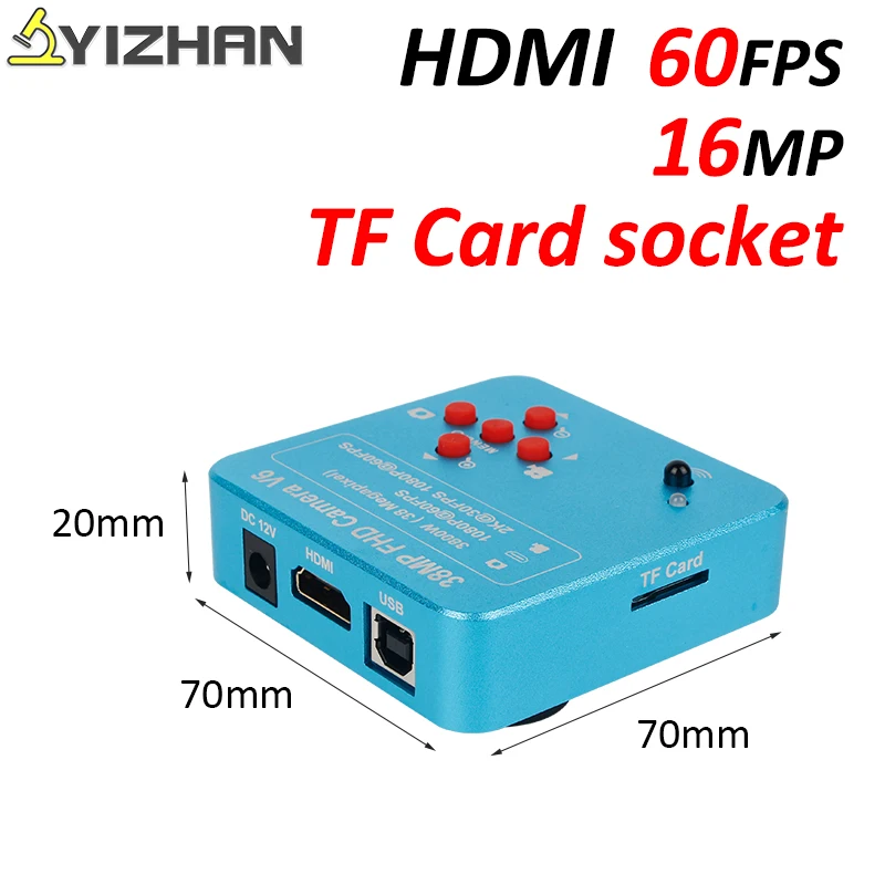 

16MP Usb Hdmi HD 60fps Industrie Video Elektronische Digitale Microscoop Camera 2K USB TF Opslag Chip telefoon Reparatie