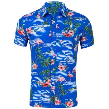 

New Arrival Summer Men Short Sleeve Hawaiian Shirt 2019 Hawaii Style Shirt Casual Beach Hawaii Shirts Slim Fit Male Blouse Top