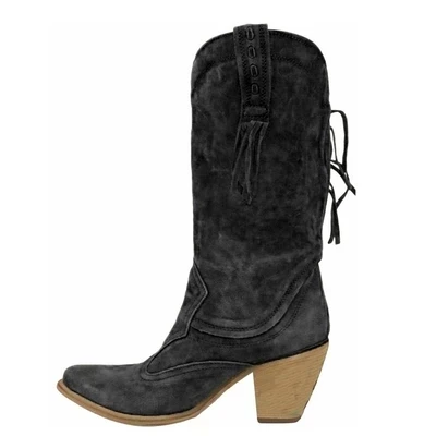 Г. Новые женские Стильные теплые меховые ботинки на среднем каблуке в этническом стиле замшевые ботинки на низком каблуке зимняя вышитый ботинок с длинной бахромой - Цвет: Color 2
