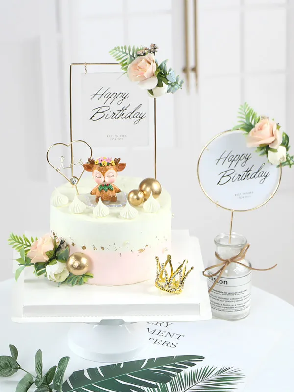Железный цветок бронзовая акриловая вставка для торта топпер для торта «С Днем Рождения» десерт украшение стола