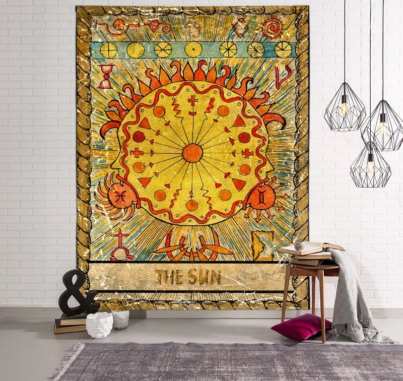 

Indian Mandala Tapestry Wall Hanging Twin Hippie Bedspread Gypsy Art Decorative Throw Colored Tarot Polyester Tapestry 150x100cm