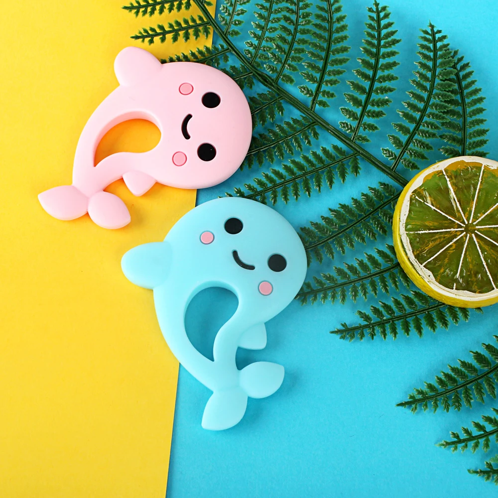 Keep& Grow 1 шт. Силиконовые Детские Прорезыватели с дельфином, прорезыватели для зубов, ожерелье, аксессуары для грызунов, детское кольцо, прорезыватель, сделай сам, пустышка, цепочка, бусины