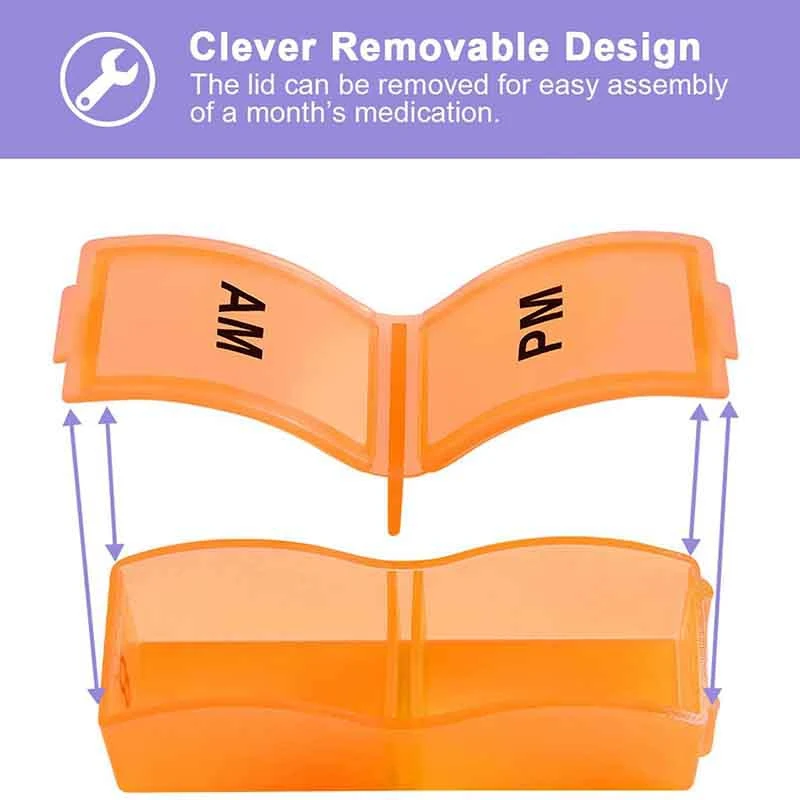 Monthly Weekly Pill Organizer Boxes-AM/PM Daily,31 Day 32 Compartments Vitamins Medicaiton Medicine Reminder