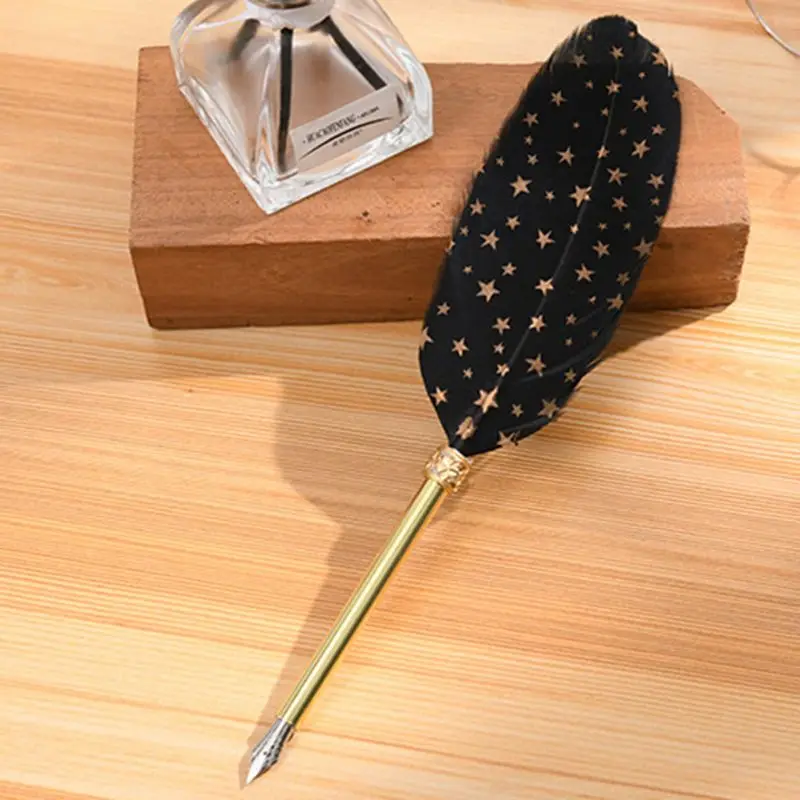 

Vintage Calligraphy Feather Dip Pen Fountain Writing Ink Notebook Stationery Set QX2B