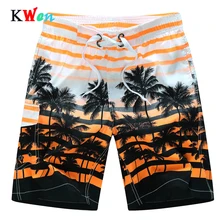 Летние популярные мужские пляжные шорты, быстросохнущие, с принтом "кокосовое дерево", эластичная резинка на талии, Необычные эластичные мужские пляжные шорты, 4 цвета, M-6XL