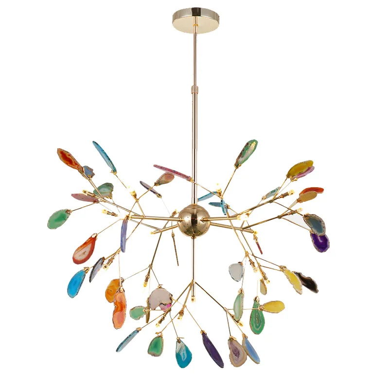 

Post-Modern Firefly Agate Living Room Chandelier Nordic Creative Personality Aisle Porch Restaurant Color Crystal Chandelier