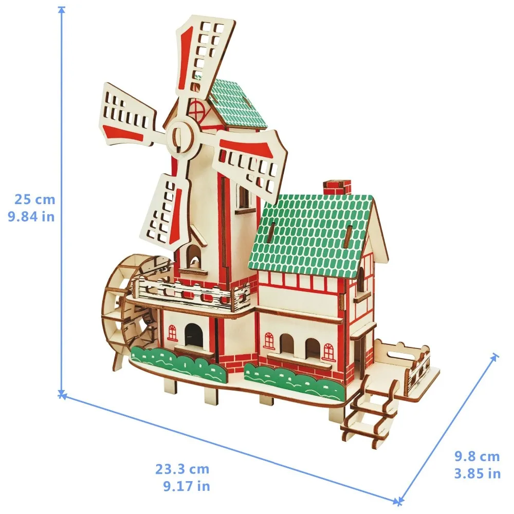 Lucky Windmill DIY 3D деревянные головоломки деревянные ремесла набор для сборки резка деревянные игрушки для Рождественский подарок 3138