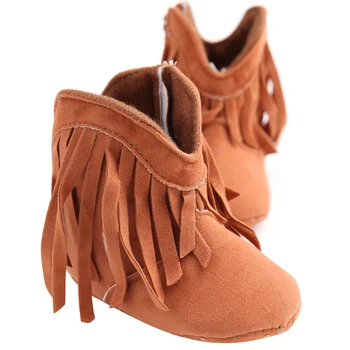 

New Baby Winter Boots Tassels Baby Warm Shoes Cow Baby Girl Boots Kid Shoes Winter Leather Tassels Shoes Zipper Infant Boots D40