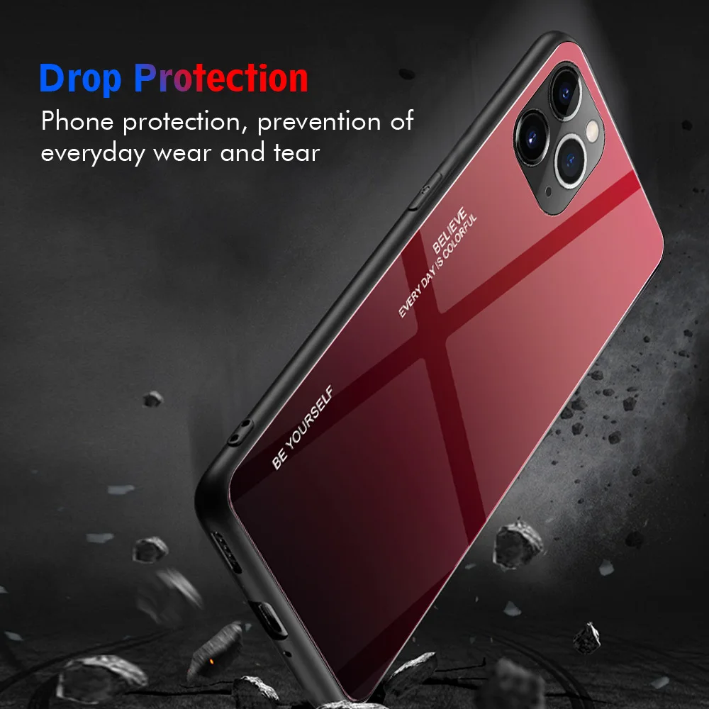 Luxury Creative Gradient Glass Drop proof Tpu Phone Case for Iphone 11 Pro Max Phone Case 4