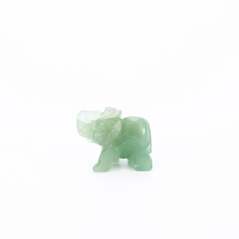 Hand Carved Natural Green Aventurine Jade Stone Craving Elephant Statue Decor 