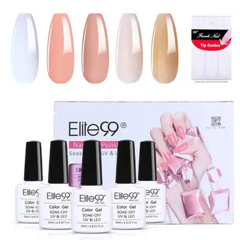 

Elite99 10ml Gift Box 5pcs/Lot Gel Nail Polish Set with French Nail Stickers Nail Art Manicure Tools Kit Hybrid Nail Gel Lacquer