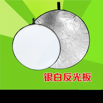 

60/80/110cm 2 in 1 Silver/White round Collapsible disc Light Reflector Diffuser for Flash Photo Studio Photography