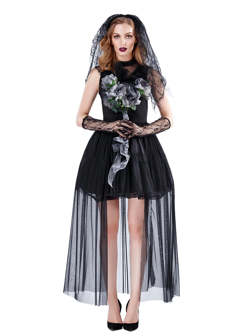 Косплей Черный зомби призрак невесты сценический костюм воскресение фестиваль представление костюм