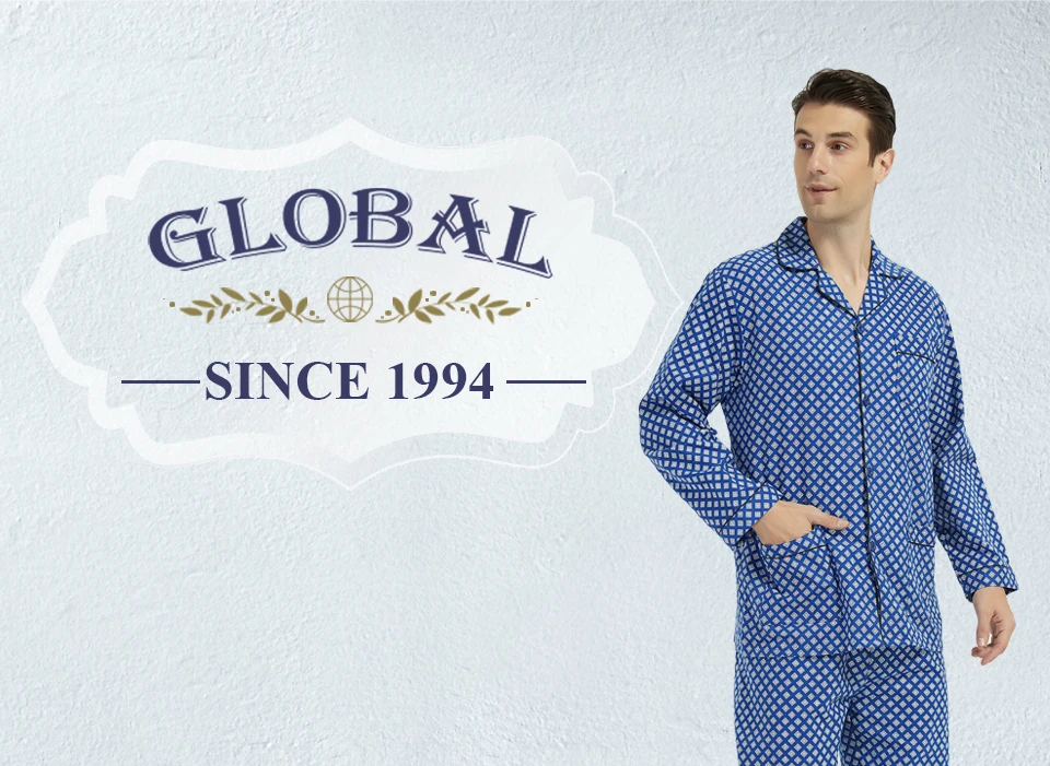 Global/pajamas men's button/set men's home/pajamas men's with pants suitable for spring and summer