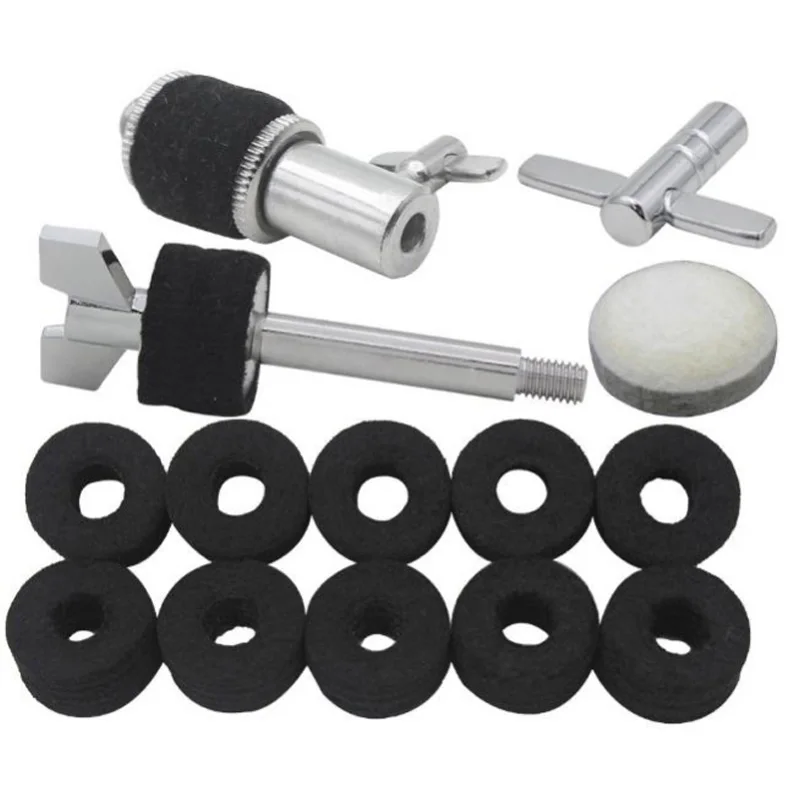 

Drum Set Accessories Kit Including Hi-Hat Clutch + Felt Pad for Bass Drum Pedal Beater + 10Pcs Cymbal Felt Washers + Cymbal Stac