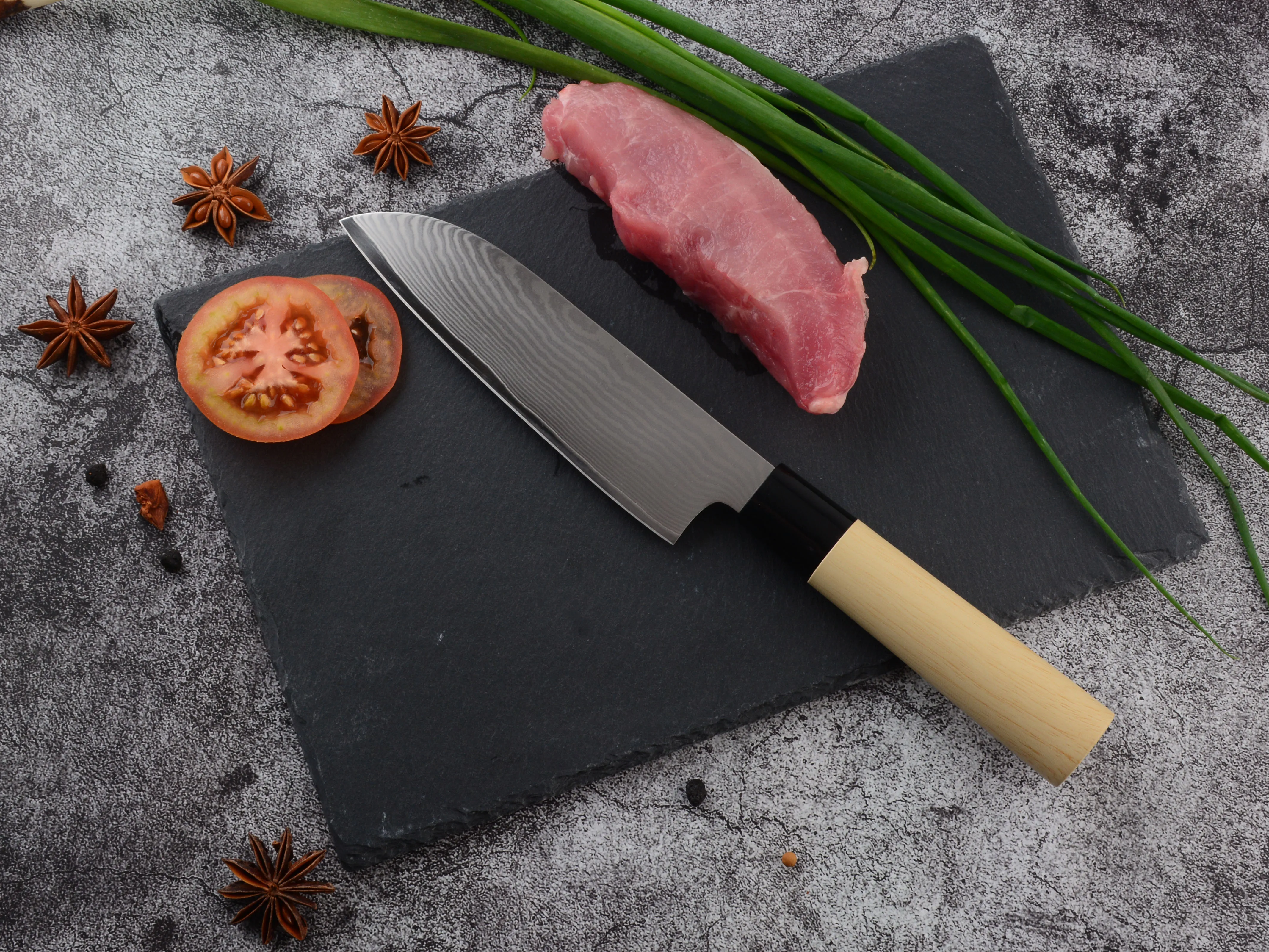 Кухонные ножи шеф-повара 9CR18MOV из дамасской стали, нож для резки рыбы и мяса, нож для нарезки овощей Nakiri по низкой цене