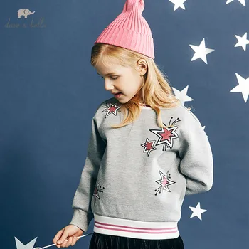 

DBK10707 dave bella autumn 5Y-13Y kids clothes children sweet stars T-shirt girls high quality fashion tees