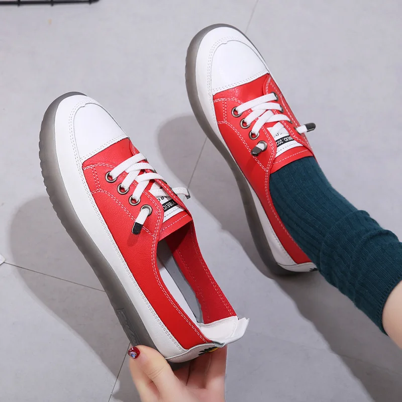 Women White Flats Loafers Pu Soft Leather Sneakers Vulcanized Shoes Female Comfort Zapatos De Mujer Casual Woman Shoes Mocassins
