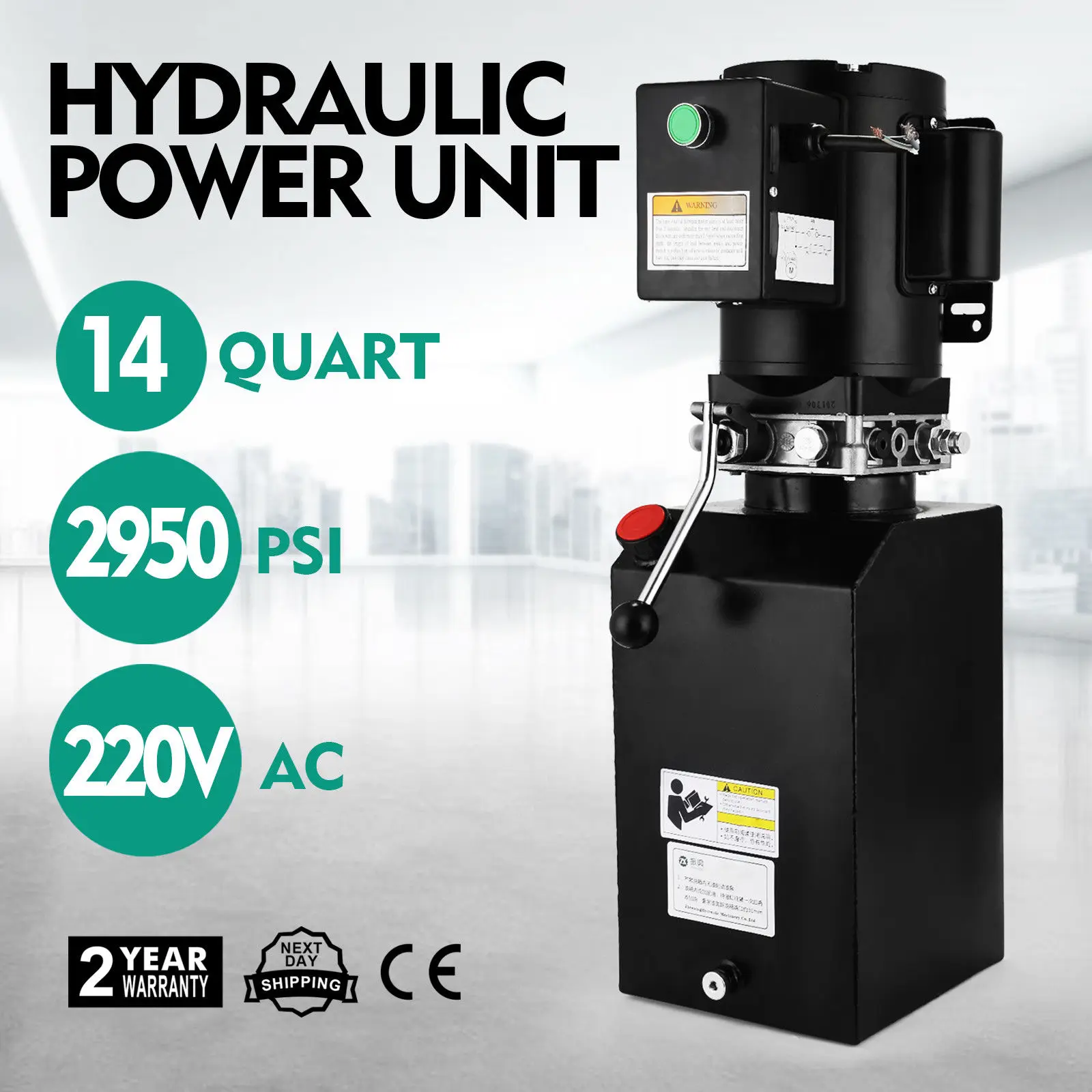  14L Car Lift Hydraulic Power Unit Pack (220V) 60hz 1 ph2950 PSI Auto Repair