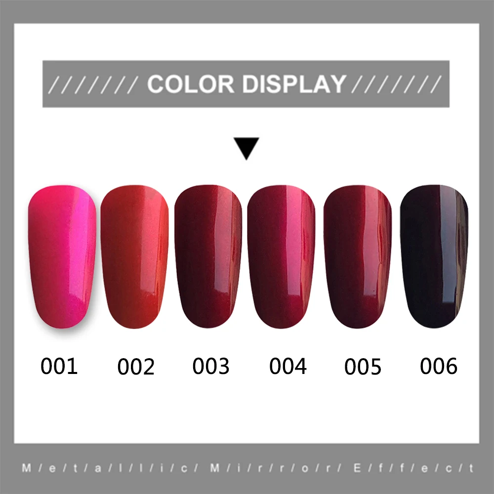 MIZHSE 18ml Nail Polish Varnish Rose Red Mirror Matallice Nail Gel Polish UV LED Nail Lacquer Mirror Effect Sliver Base Needed