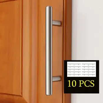 

10pcs Pull-Knob Drawer Door-Cabinet Stainless Steel Kitchen Brushed Door Cabinet T Bar Handle furniture cupboard drawer handle