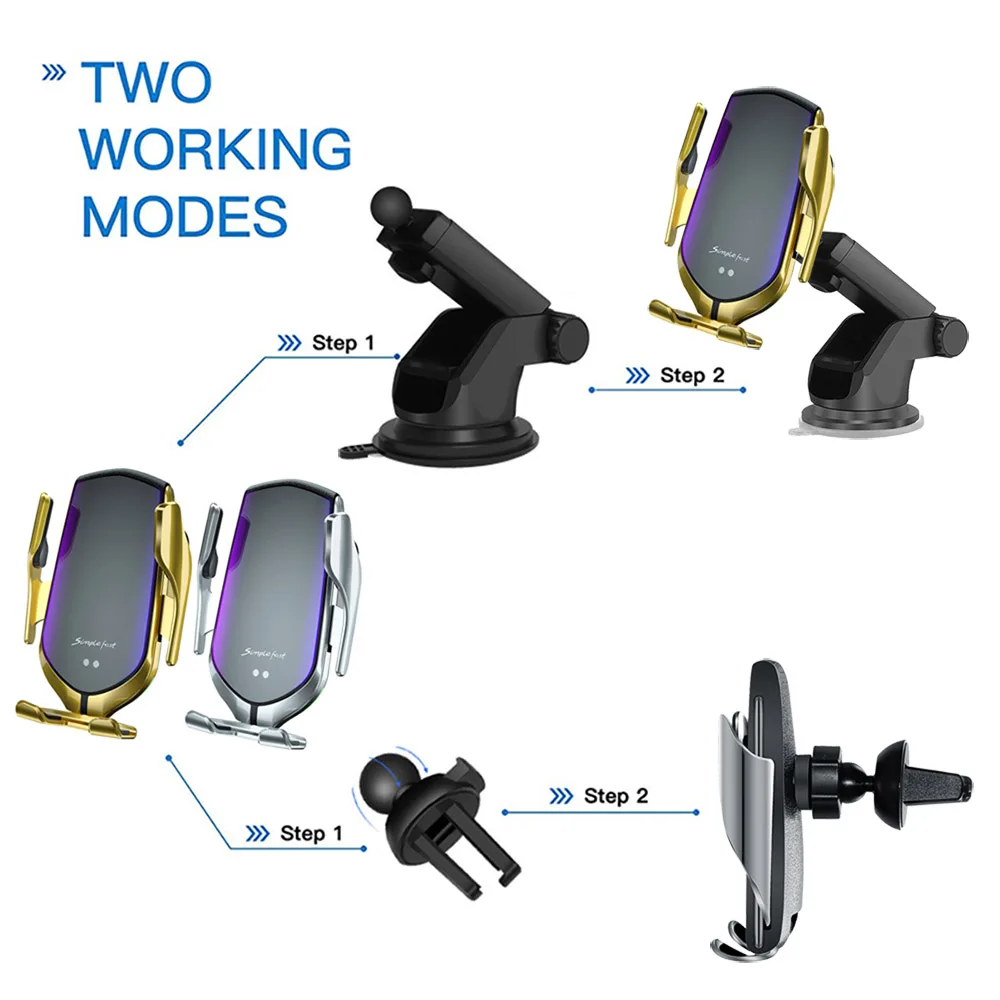 Skup Zacisk automatycznego bezprzewodowa ładowarka samochodowa uchwyt samochodowy do telefonu iPhone 11 X XS XR 8 Plus Huawei P30 Pro czujnik podczerwieni indukcyjnego Qi do montażu na