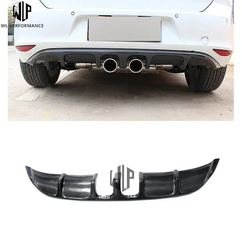 

Golf 7 MK7 carbon fiber R20 style rear bumper diffuser middle two out exhaust lip for Volkswagen Golf 7 MK7 14-Uitting R20 14-UP