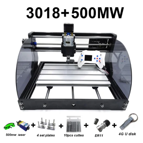 DIY CNC 3018 Pro MAX GRBL, 3 оси PCB фрезерный станок, CNC маршрутизатор лазерная гравировка CNC3018PRO max фрезерный станок - Цвет: With 500mW Laser