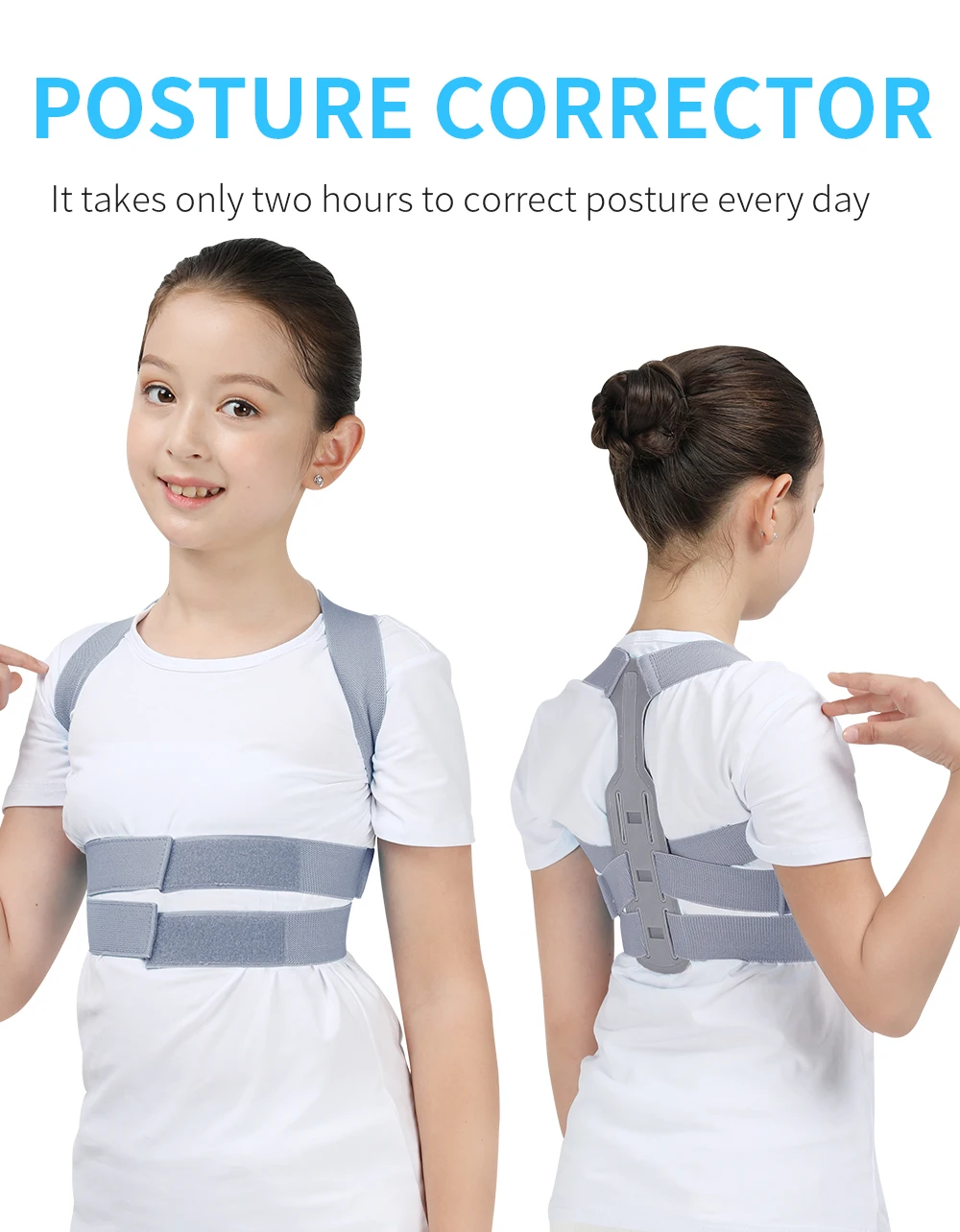 Corretor de postura ajustável para crianças, ombro