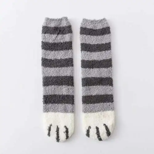 Зимние теплые мягкие носки-тапочки с когтями для новорожденных мальчиков и девочек - Цвет: Серый