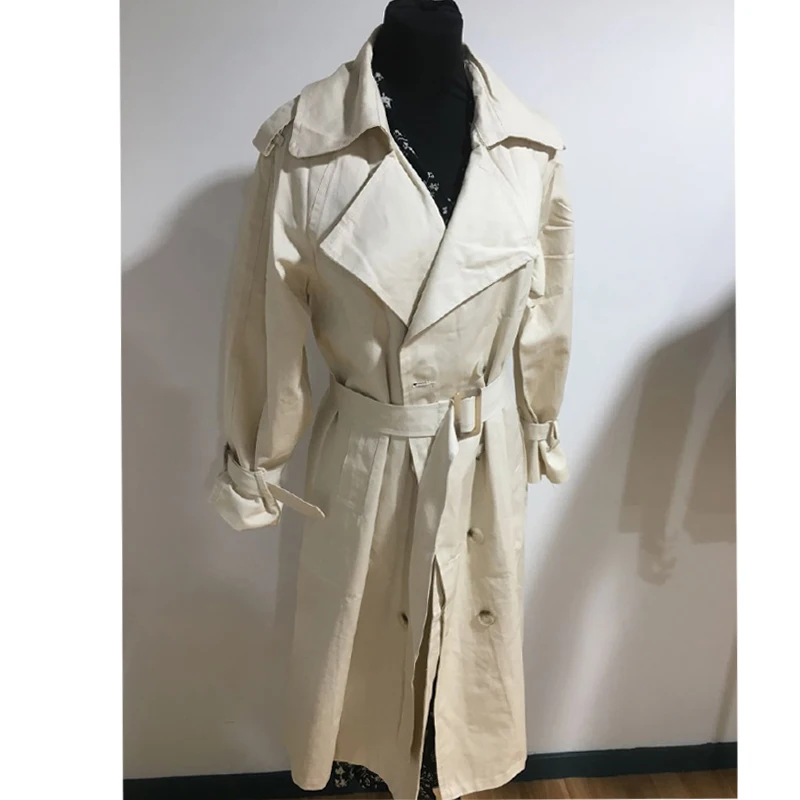 Осеннее пальто для женщин Doble однобортное длинное пальто в Корейском стиле Женская ветровка с отворотом пальто