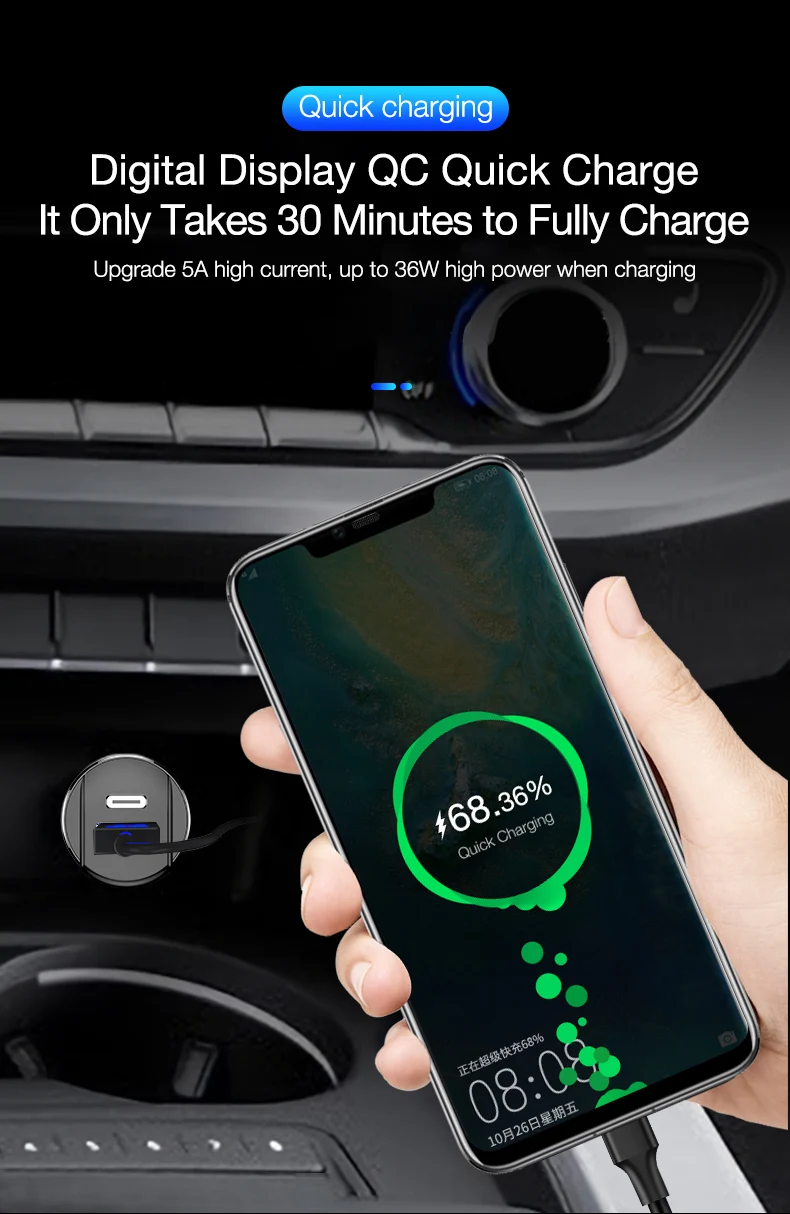 Cafele Quick Charge 4,0 3,0 USB Автомобильное зарядное устройство для iPhone Xiaomi huawei QC4.0 QC3.0 Авто Тип C PD быстрое автомобильное зарядное устройство для мобильного телефона