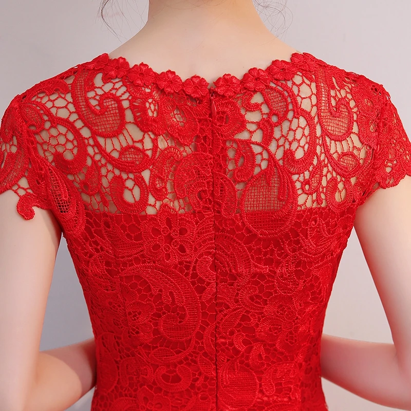 Тост одежда невесты cheongsam Новое Красное Кружевное платье cheongsam свадебное платье женское платье Короткая секция повседневная одежда