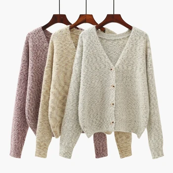 

casual style knitted women sweater cardigan 2020 winter new lantern sleeved thicken warm female outwear coat tops