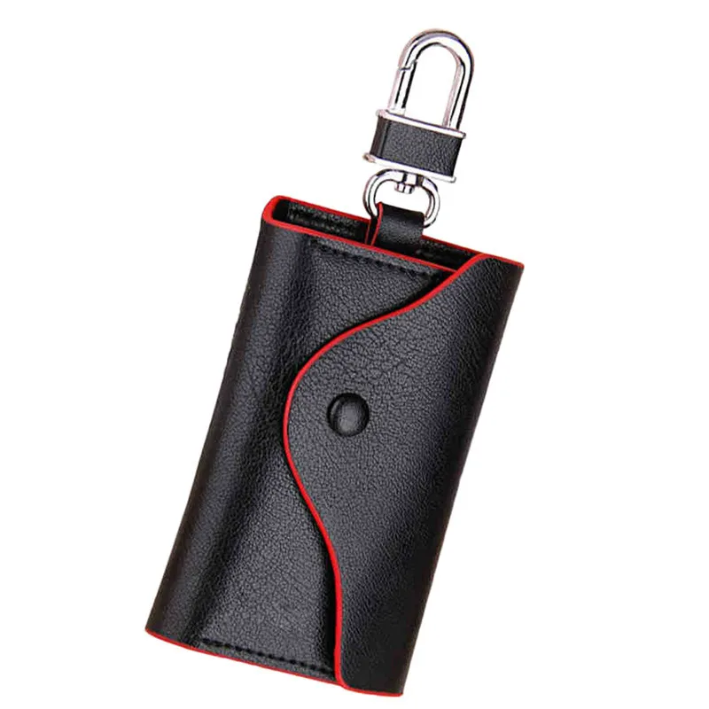 

Genuine Leather Man Key Wallets Short Square Cowhide ID Card Holder Zipper Multi-function Car Key Chain Wallet