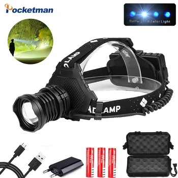

Most powerful XHP70.2 long-range LED headlamp waterproof zoom XHP50.2 Torch super bright camping lamp use 18650 battery