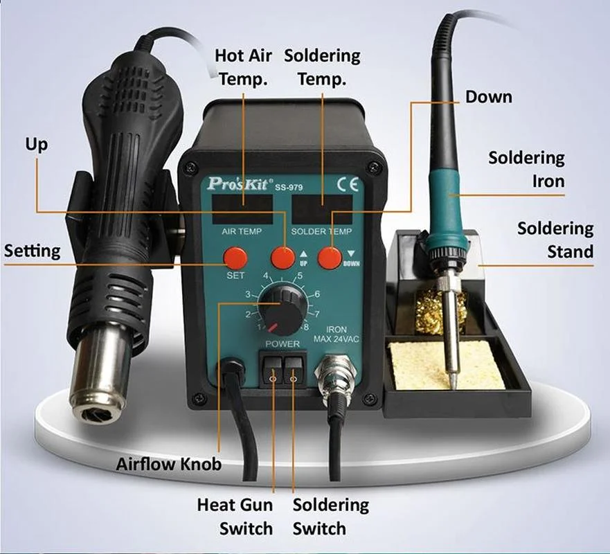 US $106.88 Proskit SS979H digital display air pull desoldering station electric soldering iron twoinone hot desoldering station set