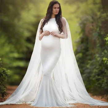 

Flying Cloak Pregnant Women Photography Props Dresses Off Shoulde Premama Dress Maternity Clothings Maternity Baby Shower Dress