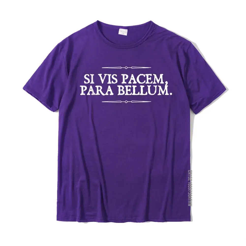 Men Fashion Casual Tops & Tees O Neck Father Day Pure Cotton Tshirts Unique Short Sleeve Comics Tee Shirts Top Quality Si vis Pacem Para Bellum If you want Peace Prepare for War__MZ19581 purple